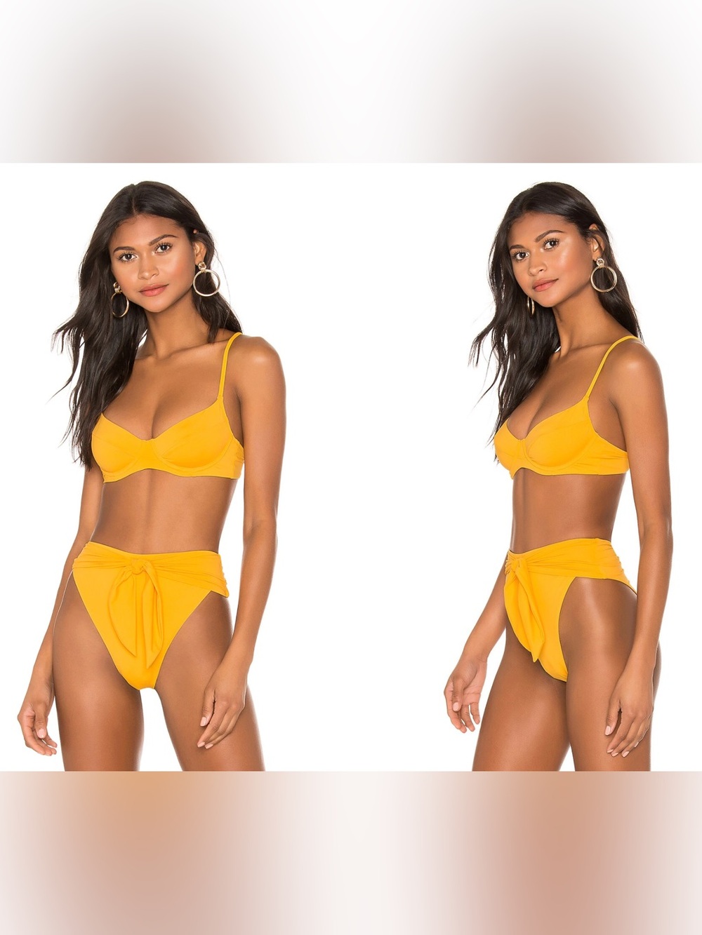 Onia Yellow Underwire Bikini Top with High-Waist Tie Bottoms